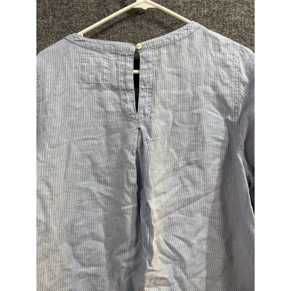 M&S Pure Linen Blue Chambray Striped Shirt – Women’s 12 US-